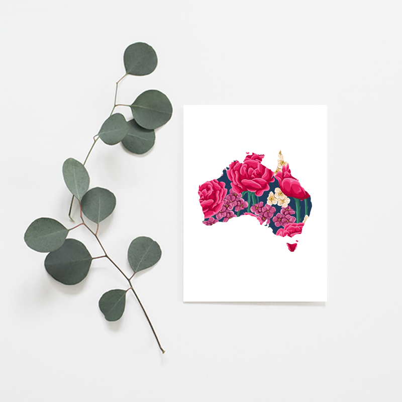 Floral Australia (Navy Blue) - Misiu Papier