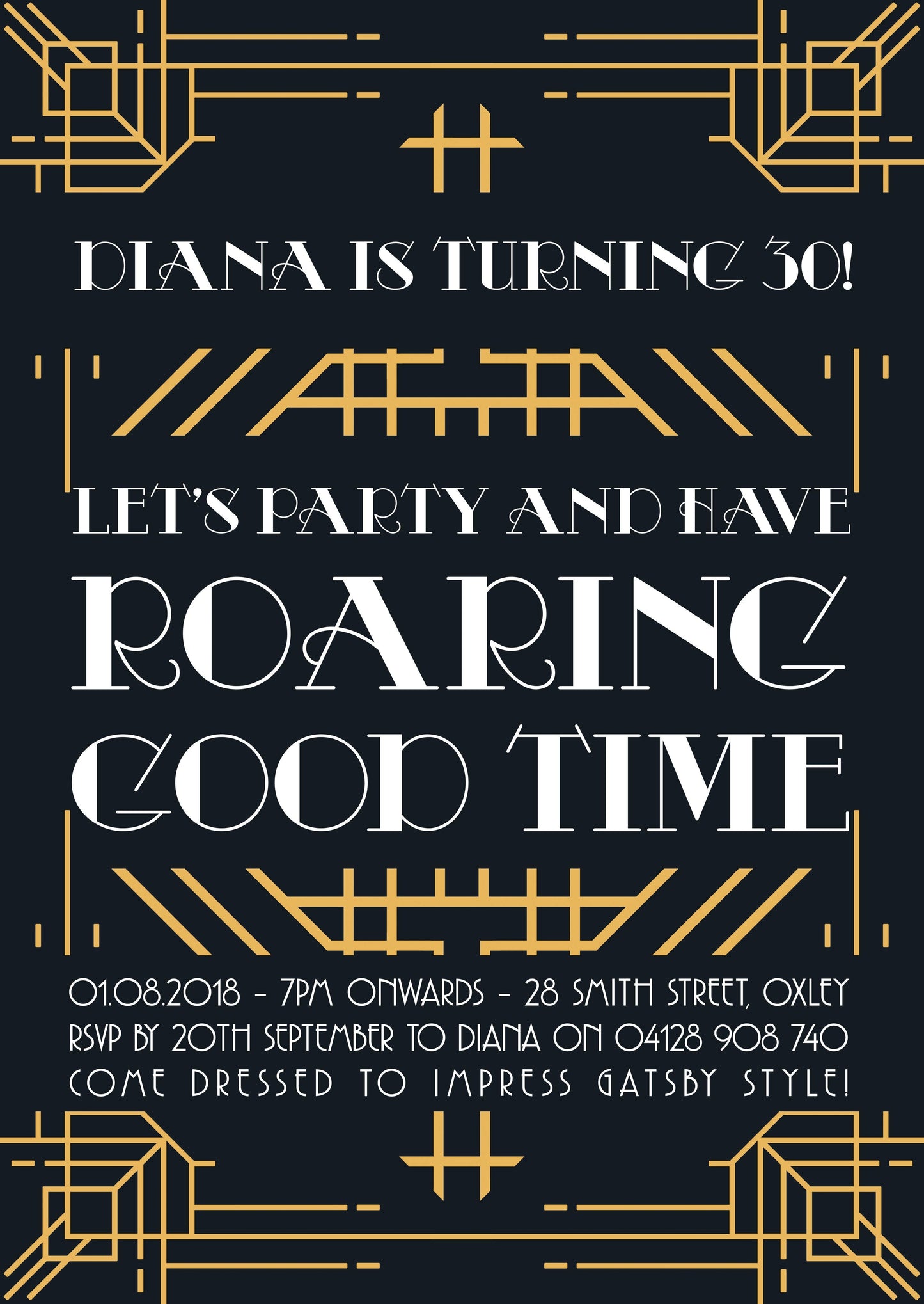 Roaring Good Time Gatsby Birthday Invitation - Misiu Papier