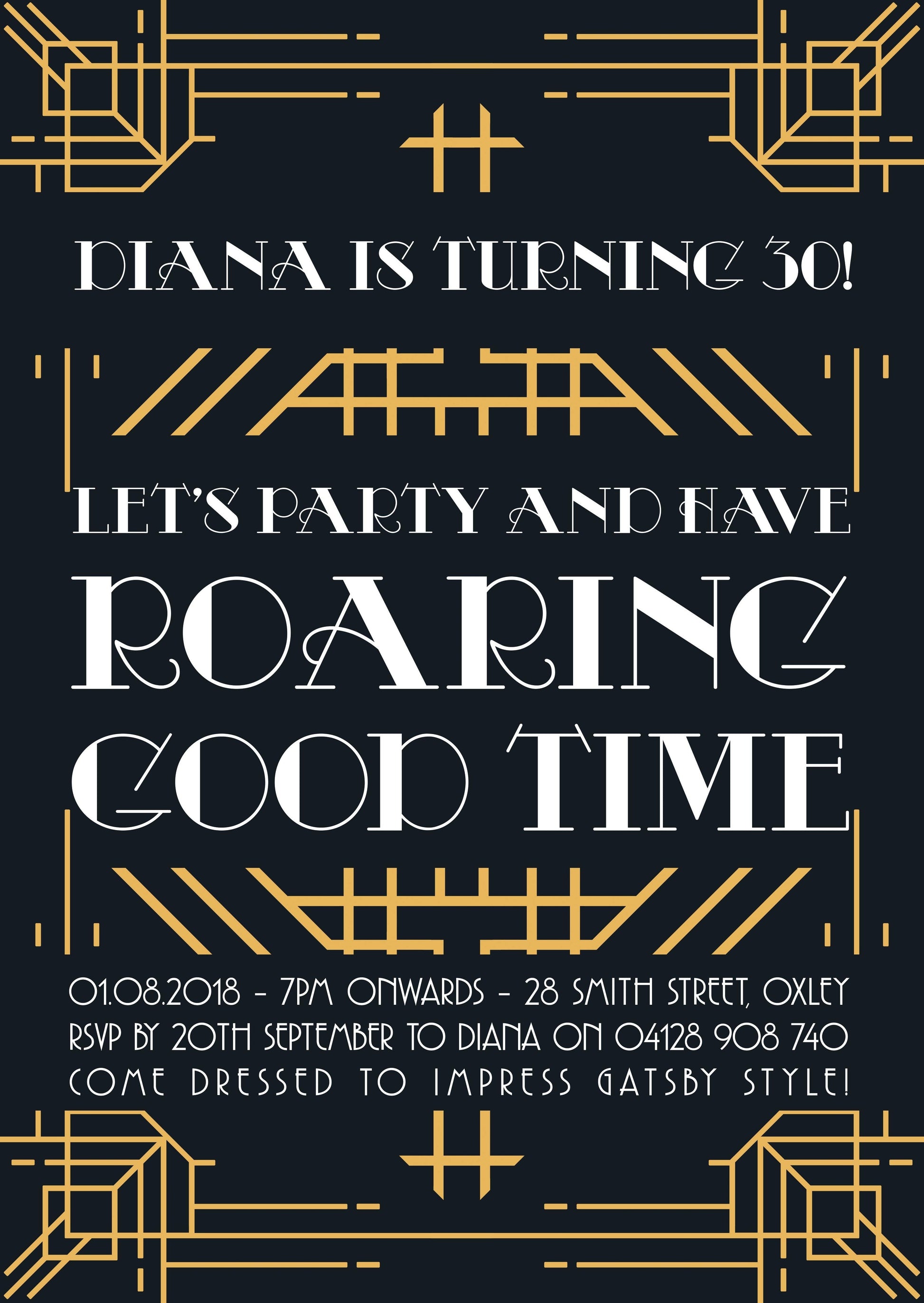 Roaring Good Time Gatsby Birthday Invitation - Misiu Papier