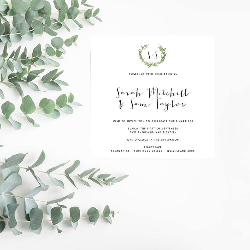 Watercolour Wreath Wedding Invitation Suite - Misiu Papier