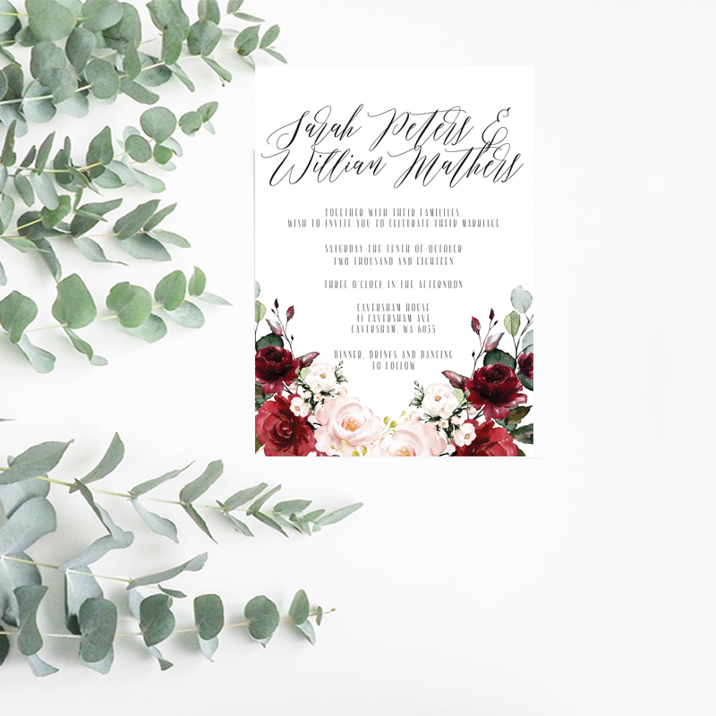 Ruby Floral Wedding Invitation Suite - Misiu Papier