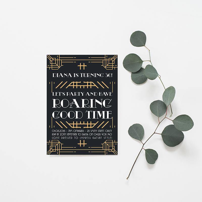 Roaring Good Time Gatsby Birthday Invitation - Misiu Papier