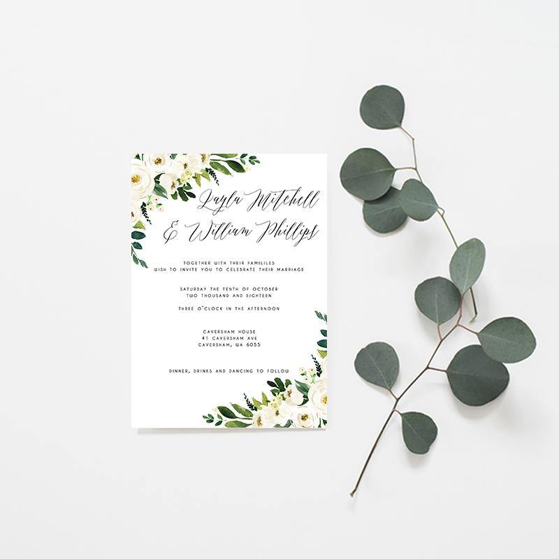 Mika Floral Wedding Invitation Suite - Misiu Papier