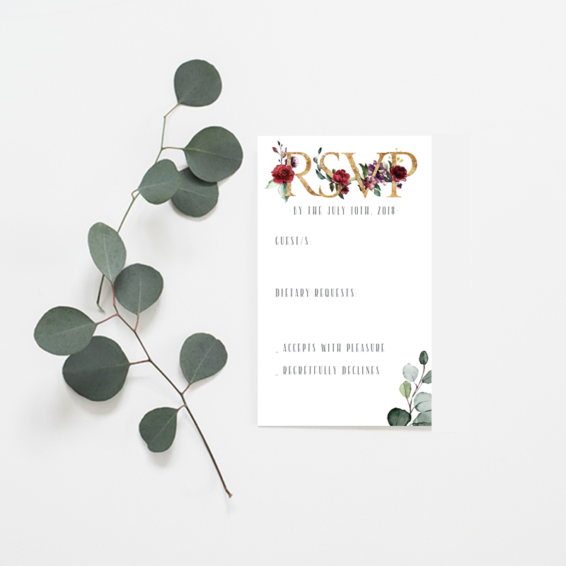 Ruby Floral Wedding Invitation Suite - Misiu Papier