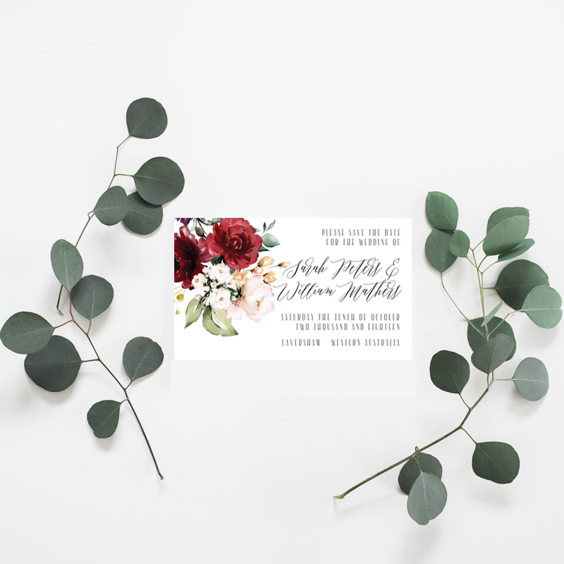 Ruby Floral Wedding Invitation Suite - Misiu Papier